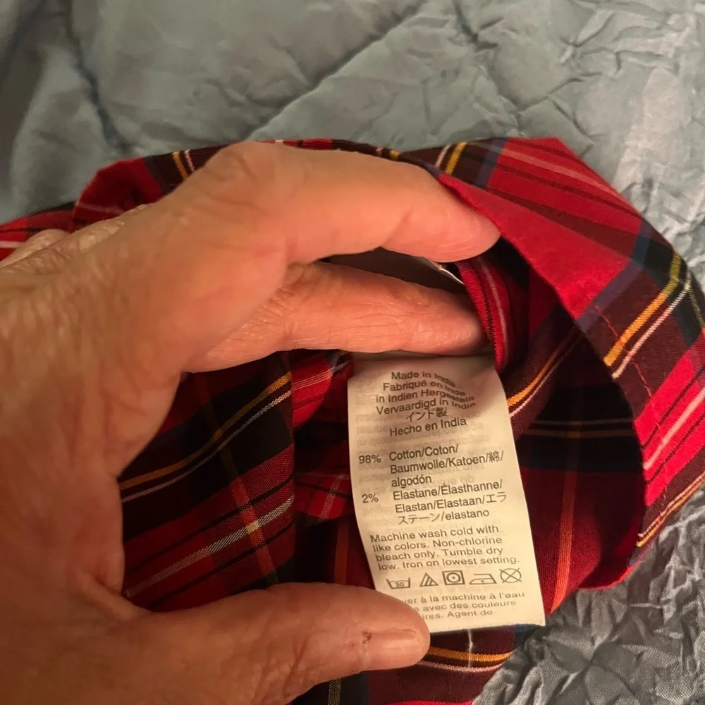 J. Crew Red Plaid Long Sleeve Ruffle Top. Womens XS